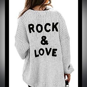 White ROCK AND LOVE CARDIGAN